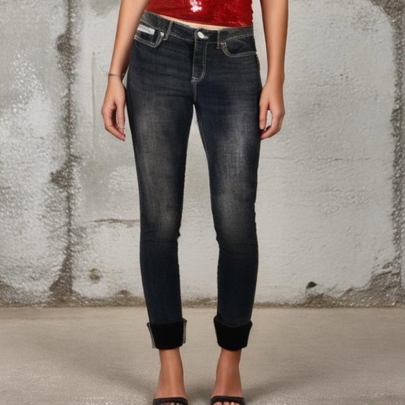 Tommy Hilfiger Womens Black Skinny Jeans Cuffed Hipster Chic Faded, Size 6 - Picture 9 of 10